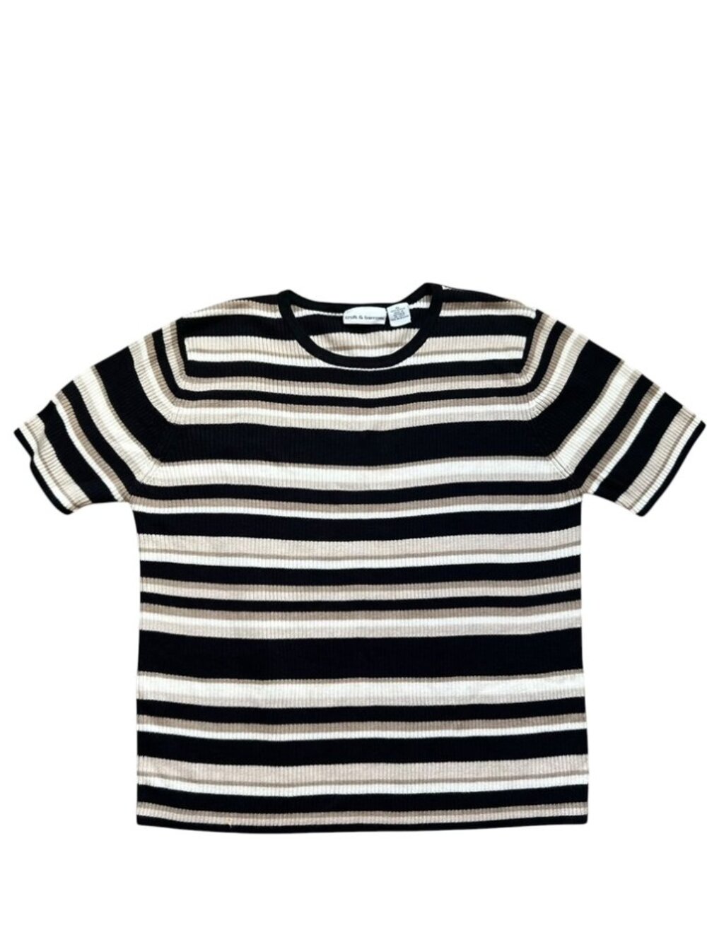 VTG Striped Ribbed Tee Sz XL Minimalist 90s Grunge Y2K Grandpa Chic Australia
